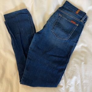 7 for All Mankind, bair Kimmie Straight Leg Jeans. Size 27. Color Duchess (blue)